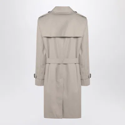 Burberry Heron Coloured Cotton Trench Coat In Gray