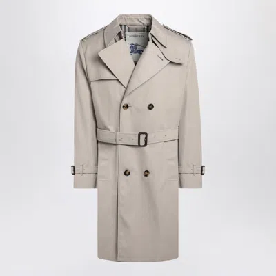 Burberry Heron-coloured Cotton Trench Coat In Grey