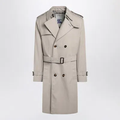 Burberry Heron-coloured Cotton Trench Coat In Grey
