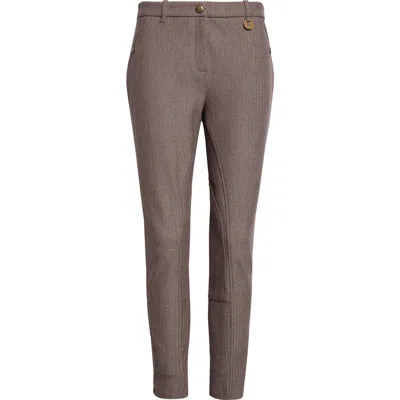 Burberry Women Johdpur Pants Stretch Cotton With Herringbone Pattern In Brown