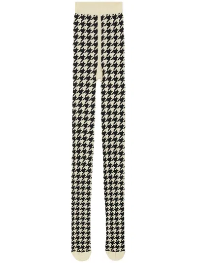 BURBERRY HERRINGBONE-PRINT COTTON-BLEND TIGHTS