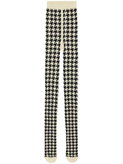 Burberry Houndstooth Pattern Jacquard Tights In Calico/black