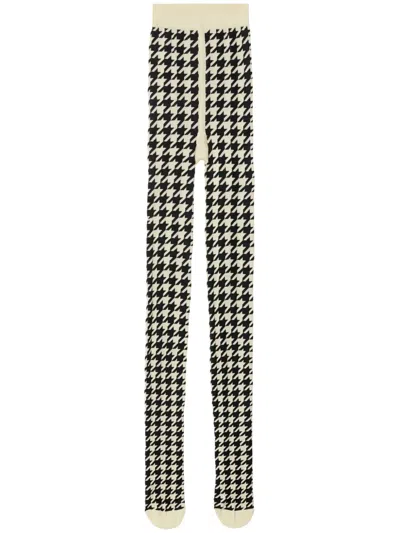 BURBERRY HERRINGBONE-PRINT COTTON-BLEND TIGHTS