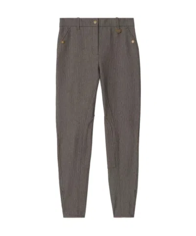 BURBERRY BURBERRY HERRINGBONE TAPERED STRETCH TROUSERS