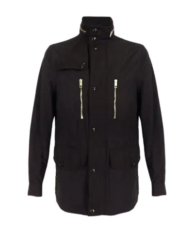 Burberry High-collar Long-sleeved Casual Jacket In Black