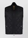 Burberry High Collar Sleeveless Quilted Nylon Vest In Black