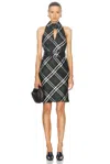 Burberry Chcked Belted Waist Sleeveless Dress In Snug Ip Check