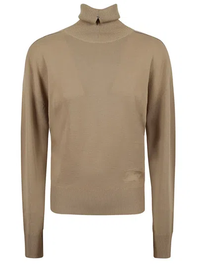 Burberry High Neck Relaxed Fit Sweater In Nude