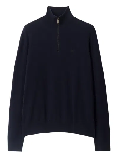 Burberry Dark Blu Stretch Cashmere Blend Sweater In Blue