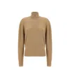 Burberry High Neck Wool Sweater With Equestrian Knight Motif In Brown