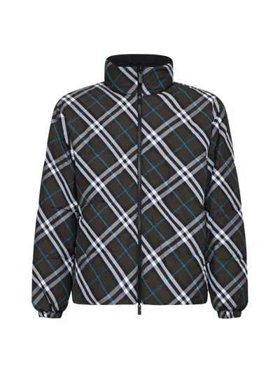 BURBERRY HIGH-NECK ZIP-UP CHECKED JACKET