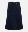 Burberry Blue Denim Midi Skirt In Cotton Woman In Blue