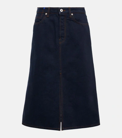 Burberry High-rise Denim Midi Skirt In Blue