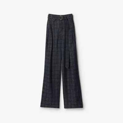 BURBERRY BURBERRY HIGH RISE WIDE CHECK DENIM JEANS