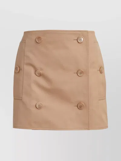 Burberry High Waist Button Detailing Front Pockets Skirt In Brown