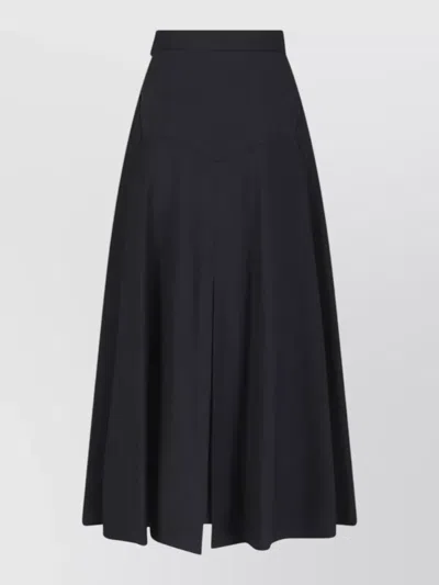 Burberry High Waist Pleated Skirt Mid Length Belt In Black