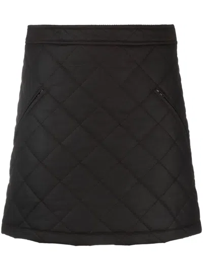 Burberry Brown Cotton Miniskirt Diamond Quilting In Blue