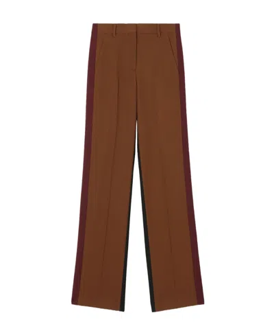 Burberry High-waist Wool-blend Trousers In Brown