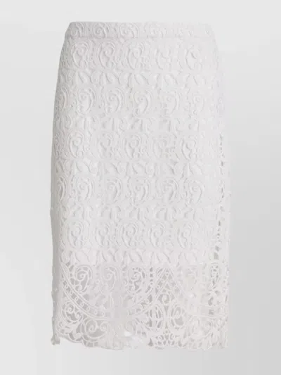 Burberry High-waisted Lace Overlay Skirt Scalloped Hem In White