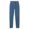 Burberry Woman Jeans Blue Size 25 Cotton, Calfskin In Blue