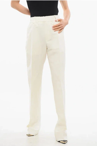 Burberry High-waisted Tailored Pants With Pleats In White