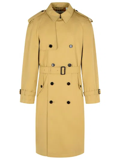 Burberry 'highbury' Beige Cotton Trench Coat Men In Nude
