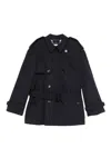 Burberry Double-breasted Coat In Blue