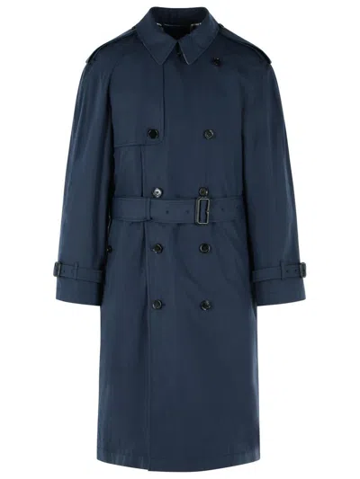 Burberry Highbury Trench Coat Polyester Blend In Blue