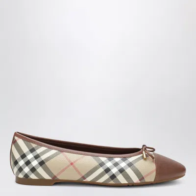 Burberry Highgate Ballerina Flats In Check Canvas And Leather In Multi