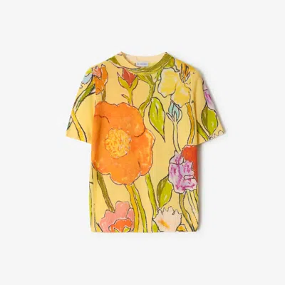 Burberry Highgrove Cascading Flowers Wool Top In Yellow