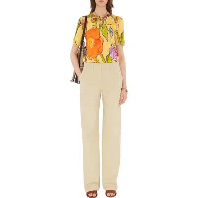 Burberry Highgrove Cascading Flowers Wool Top In Yellow