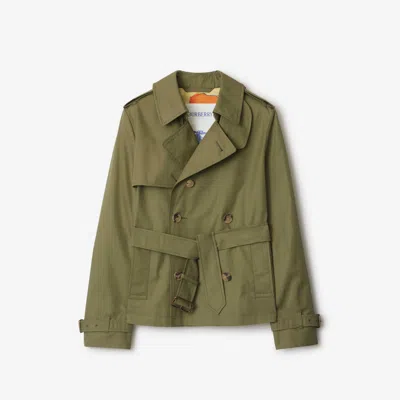Burberry Highgrove Gabardine Trench Jacket In Green