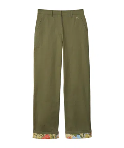 Burberry Highgrove X  Highgrove Turn-up Cotton Trousers In Green