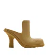 Burberry Highland Perforated Detailed Mules In Yellow