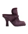 Burberry Shearling-lined Suede Mules In Black