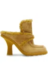 Burberry Suede Mule With Equestrian Knight Design Patch In Yellow