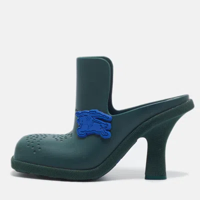 Pre-owned Burberry Highland Size 40 Green Rubber Mules