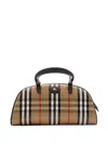 Burberry Highland Beige Handbag With Ekd Patch On The Front And All-over Check Motif In Cotton Blend Woman In Neutral