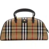 Burberry Highland Beige Handbag With Ekd Patch On The Front And All-over Check Motif In Cotton Blend Woman In Neutral