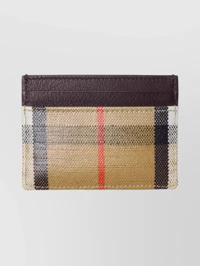 Burberry Highlands Card Holder With Brushed Metal Finish In Multi