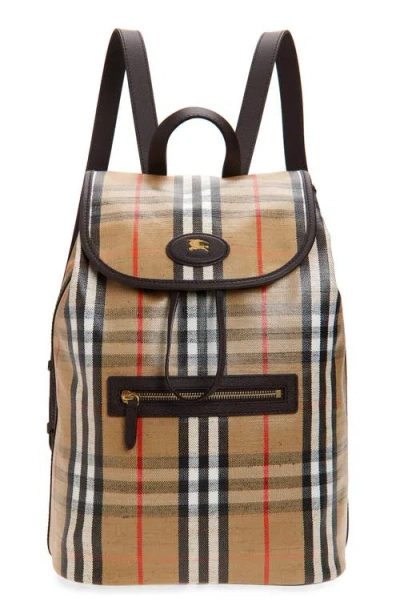 Burberry Highlands Check Coated Canvas Backpack In Brown