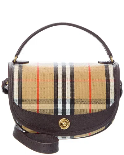 Burberry Highlands Check E-canvas & Leather Shoulder Bag In Brown