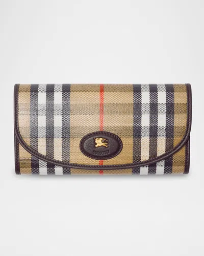 Burberry Highlands Check Flap Continental Wallet In Sand