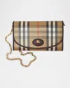 Burberry Highlands Check Flap Continental Wallet On Chain In Sand