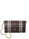 Burberry Highlands Check-pattern Chain Wallet In Brown