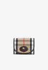 Burberry Compact Wallet With Leather Inserts In Check Pattern