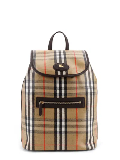 Burberry Highlands Coated Canvas Backpack With Front Logo In Neutral