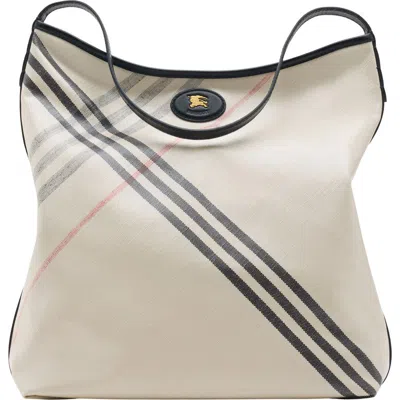 Burberry Highlands Coated Canvas Hobo Bag