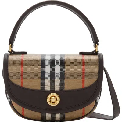 BURBERRY BURBERRY HIGHLANDS COATED CANVAS TOP HANDLE BAG