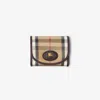 Burberry Compact Wallet With Leather Inserts In Check Pattern In Burgundy